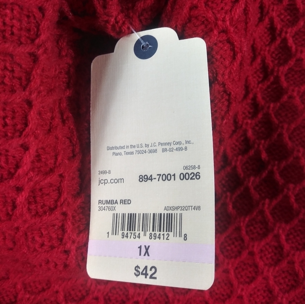 St. John's Bay Rumba Red Sweater - Picture 6 of 7